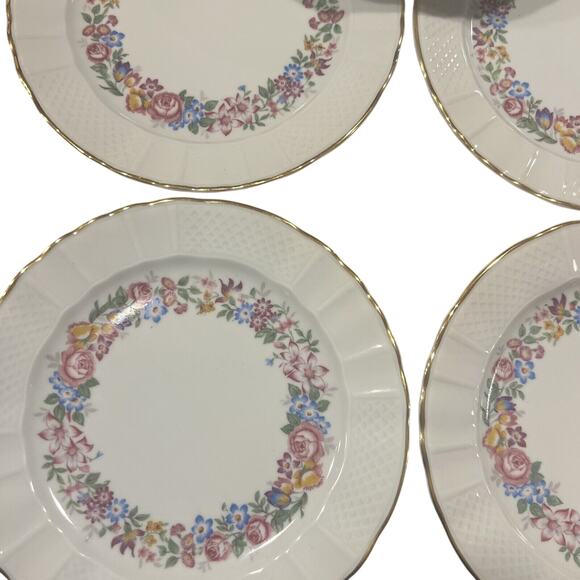 9 NINE Limoges France Bernardaud 7 3/8" salad plates BER57 Floral Garland MINT - Picture 8 of 10